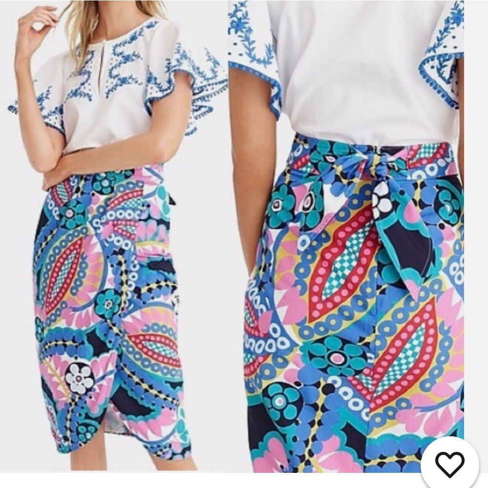 J. Crew Tie-back Tulip Skirt in Ratti Kaleidoscope Floral. Size 2. - Picture 2 of 15